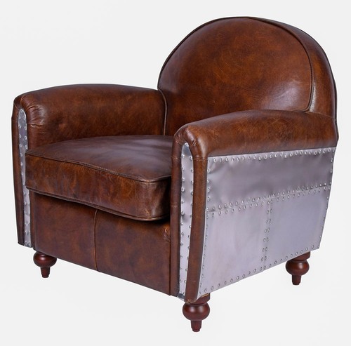 Ledersessel art deco aluminium - ledersessel,